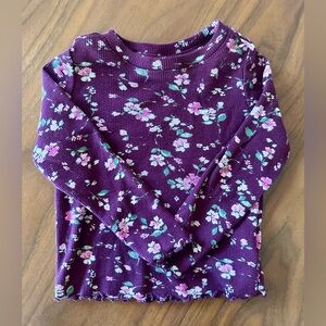 GAP kids Purple Floral Ribbed Long Sleeve Tee 12-18m